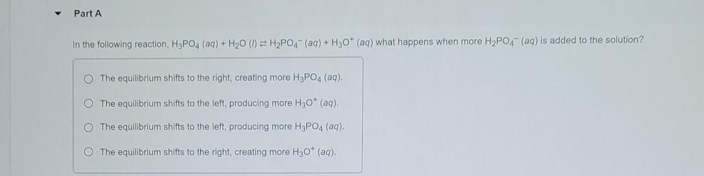 Solved Part A In The Following Reaction, H3po4 (aq) + H20 