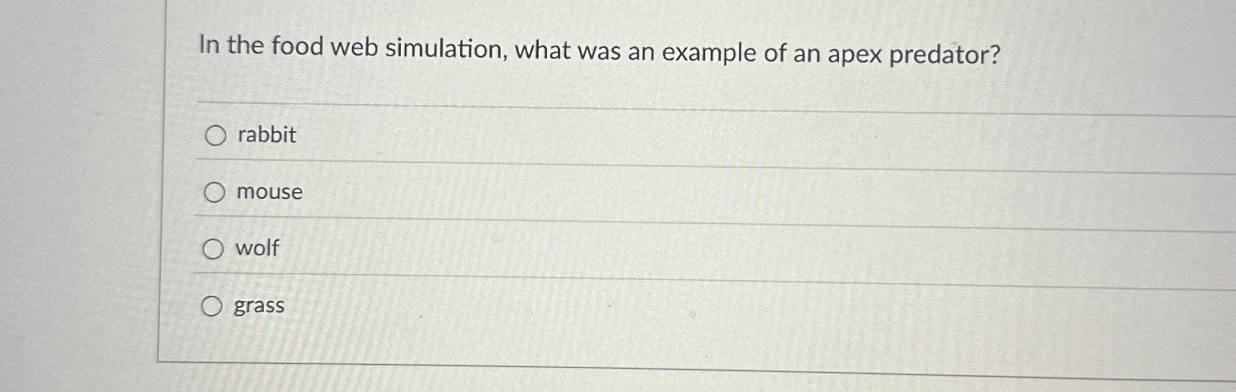 Solved In the food web simulation, what was an example of an