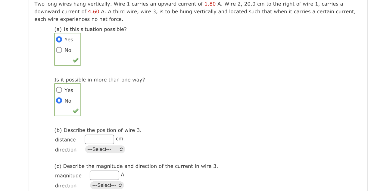 Solved Two long wires hang vertically. Wire 1 ﻿carries an | Chegg.com