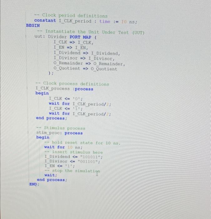 Solved Division Algorithm The division algorithm based on | Chegg.com