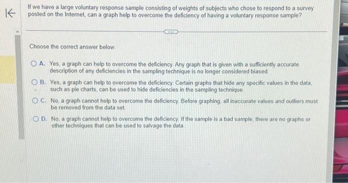 Solved If we have a large voluntary response sample | Chegg.com
