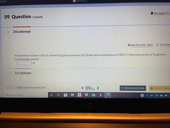Solved 9HW 05/02/21 See page 415 09 Question (1 point) 2nd | Chegg.com
