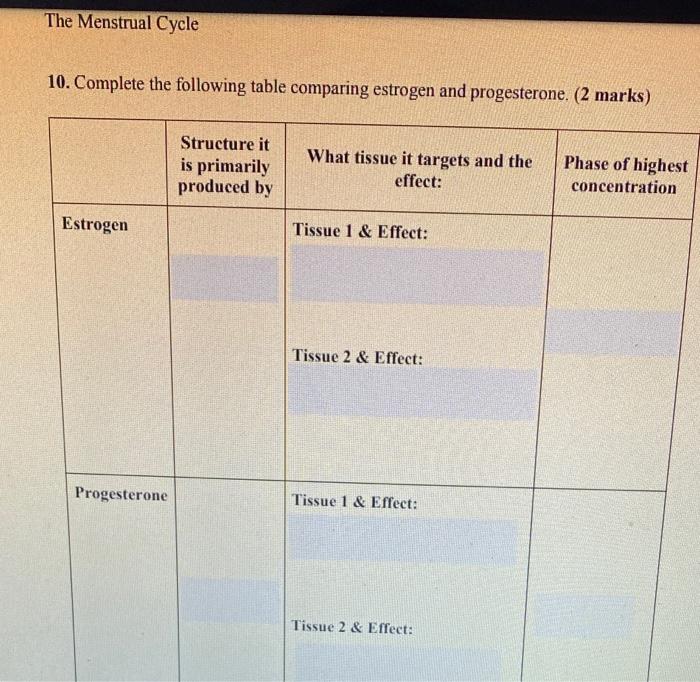 Solved The Menstrual Cycle Keywords: Menstrual Cycle, 