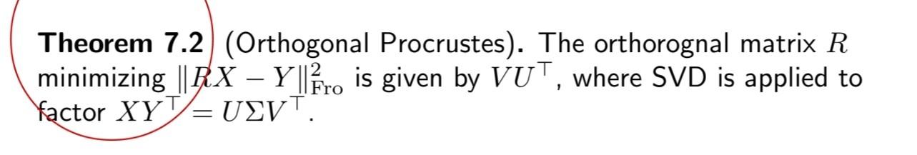 Theorem 7.2 (Orthogonal Procrustes). The orthorognal | Chegg.com