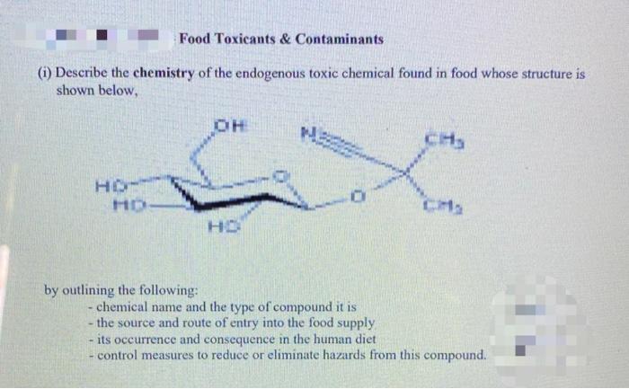 Solved (i) Describe the chemistry of the endogenous toxic | Chegg.com