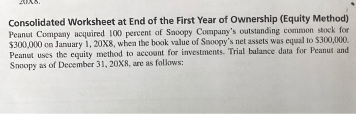 Solved Consolidated Worksheet At End Of The First Year Of Chegg