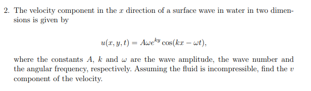 Solved The velocity component in the x direction of a | Chegg.com