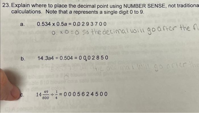 Solved 3. Explain where to place the decimal point using | Chegg.com