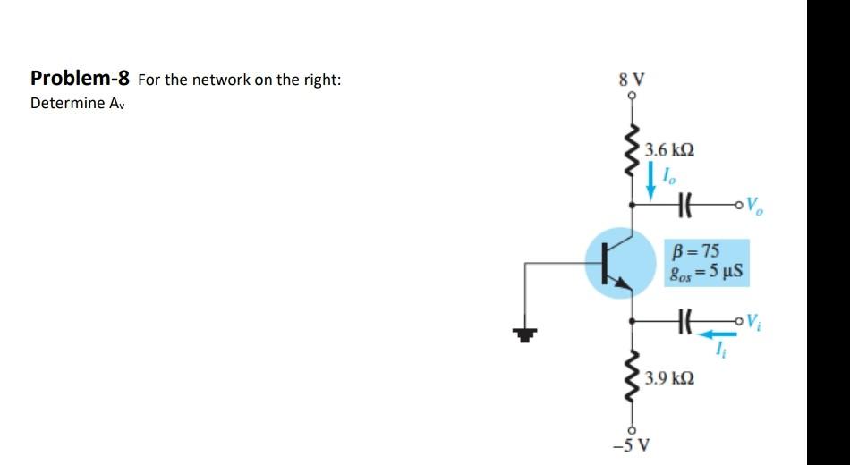 Solved Problem-8 For the network on the right: Determine Av | Chegg.com