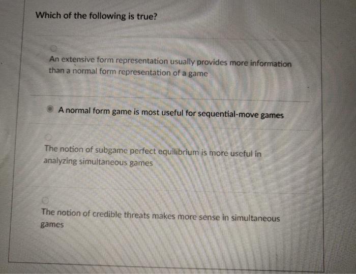 Solved Which of the following is true? An extensive form | Chegg.com