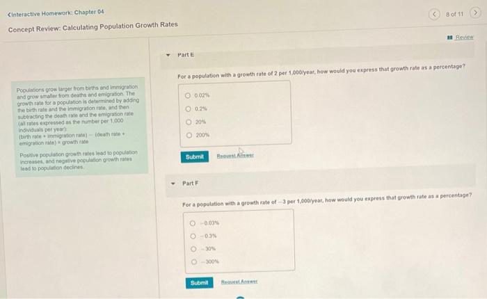 Solved For a populition with a growth rate of 2 per 4.000 | Chegg.com