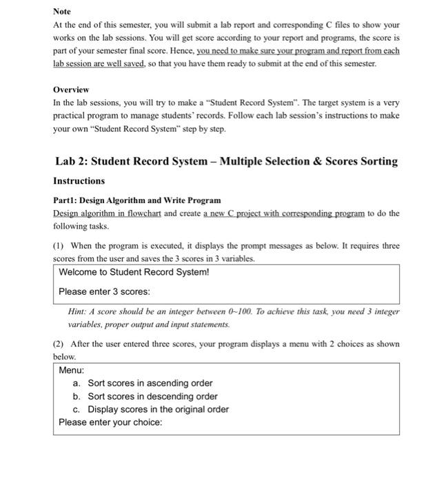 Lab Report – An Overview of the Semester