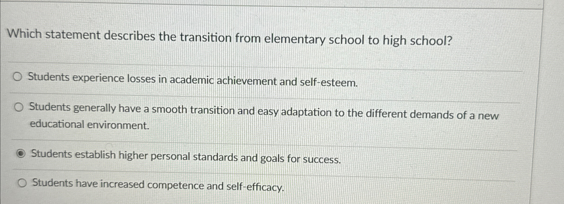 Solved Which statement describes the transition from | Chegg.com