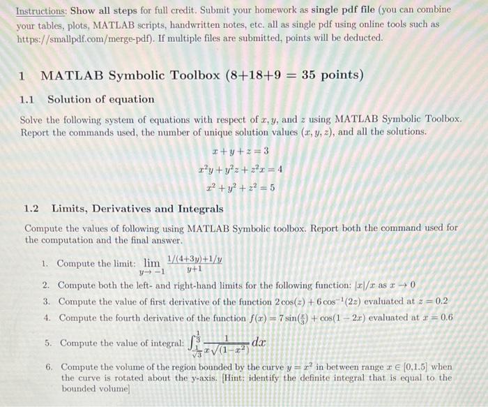 Solved Instructions: Show all steps for full credit. Submit | Chegg.com