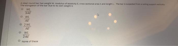 Solved A steel round bar has weight w. modulus of elasticity | Chegg.com