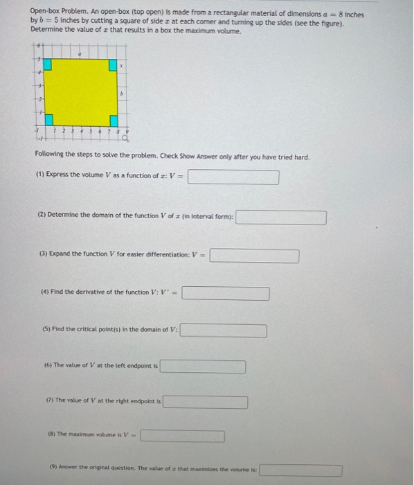 Solved Openbox Problem. An openbox (top open) is made from