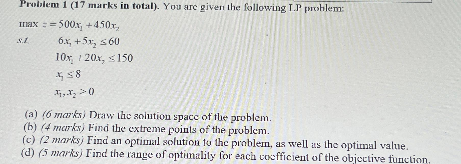 Solved Problem 1 17 ï Marks In Total ï You Are Given The Chegg