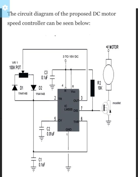 Solved The circuit diagram of the proposed DC motor speed | Chegg.com