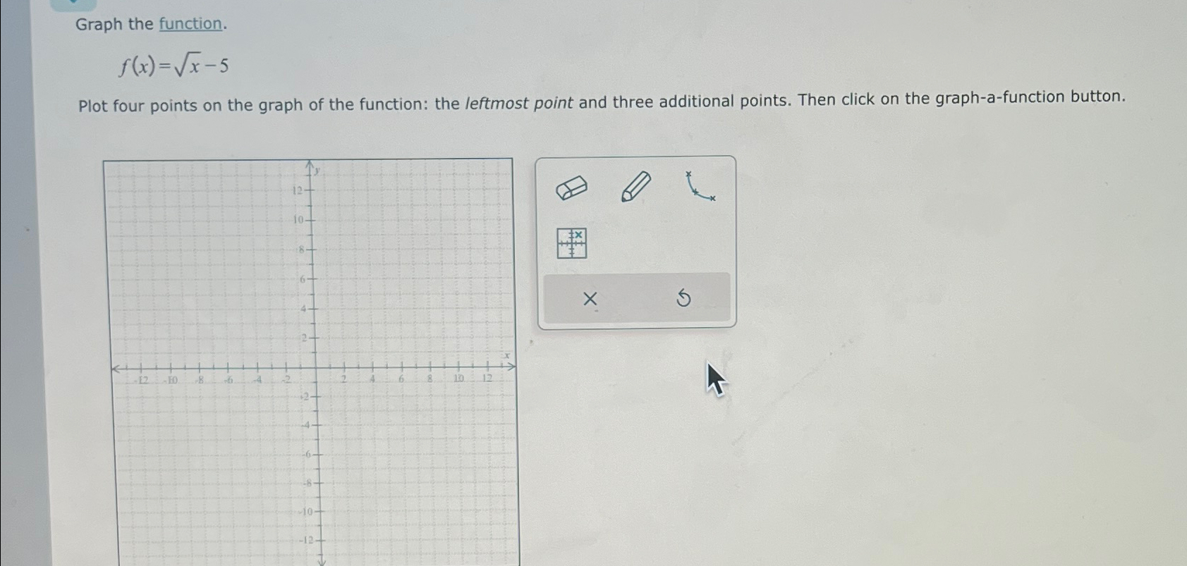 Graph the function.f(x)=x2-5Plot four points on the | Chegg.com