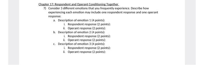 Solved Chapter 17: Respondent and Operant Conditioning | Chegg.com