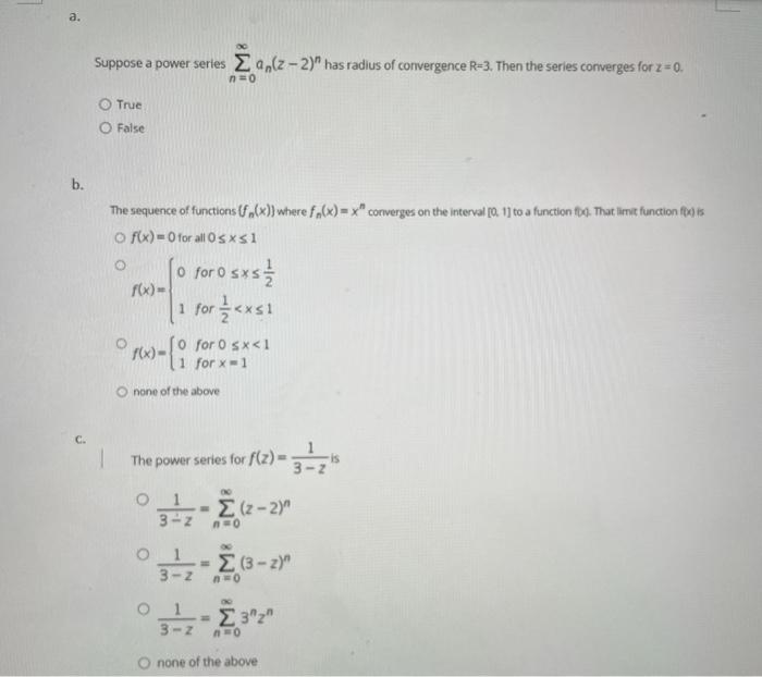 Solved A Suppose A Power Series E A Z 2 Has Radius O Chegg Com