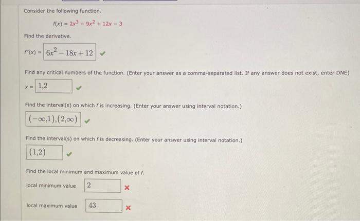 найти экстремумы функции f(x)=2x^3-9x^2 12x-2