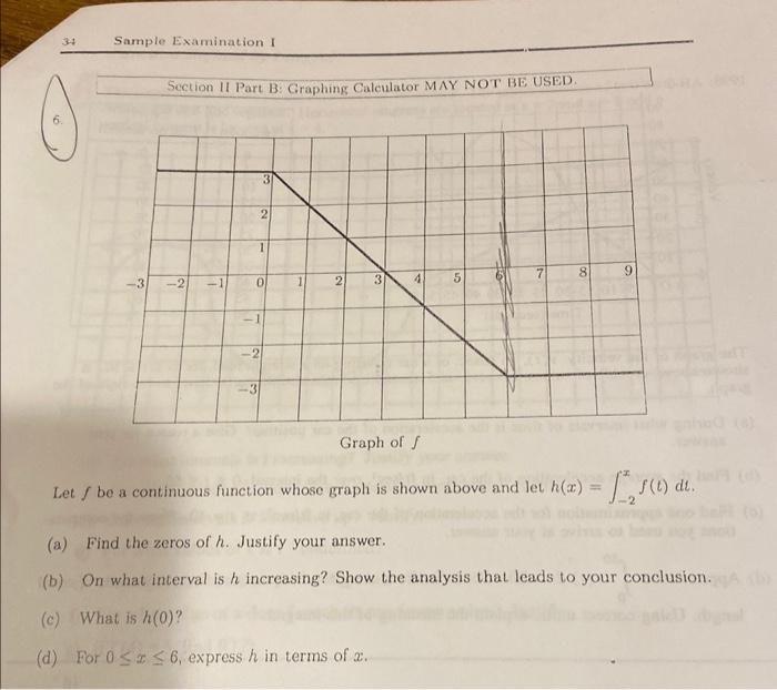 Solved Section II Part B: Graphing Calculator MAY NOT BE | Chegg.com