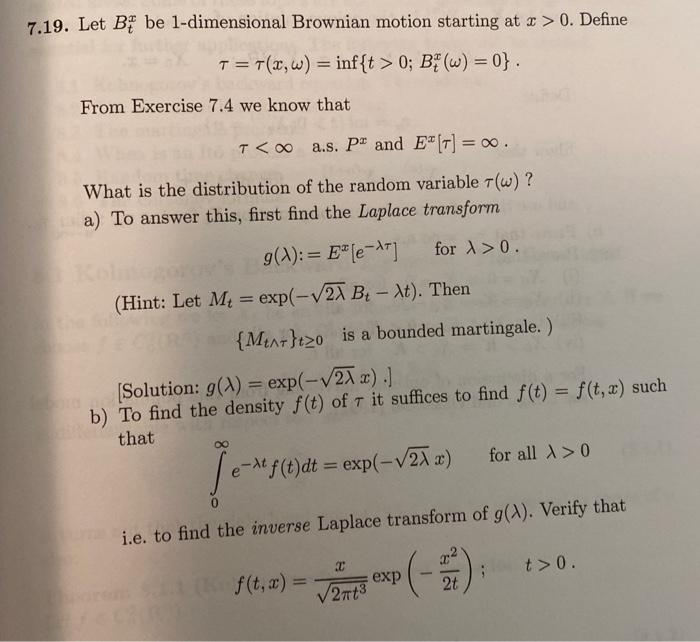 Solved Intro To Stochastic Differential Equations Solution | Chegg.com