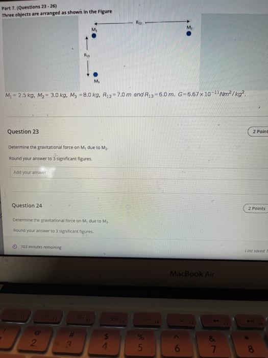 Solved Part 7. (Questions 23-26) Three objects are arranged | Chegg.com