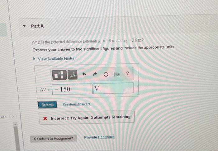 Solved What is the potential difference between xi=1.6 m and | Chegg.com