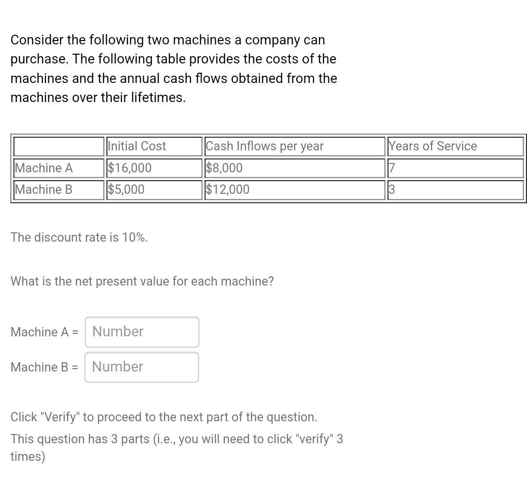 Solved Consider The Following Two Machines A Company Can | Chegg.com