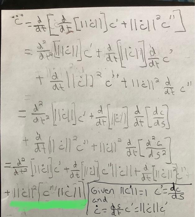 Solved c¨=dt∂[−∂t∂[∥d˙∣)]c′+∥c¨∥∥2c′′] | Chegg.com