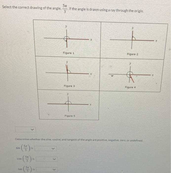 Solved 5x Select the correct drawing of the angle, if the | Chegg.com