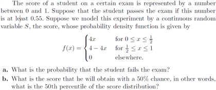 Solved The score of a student on a certain exam is | Chegg.com