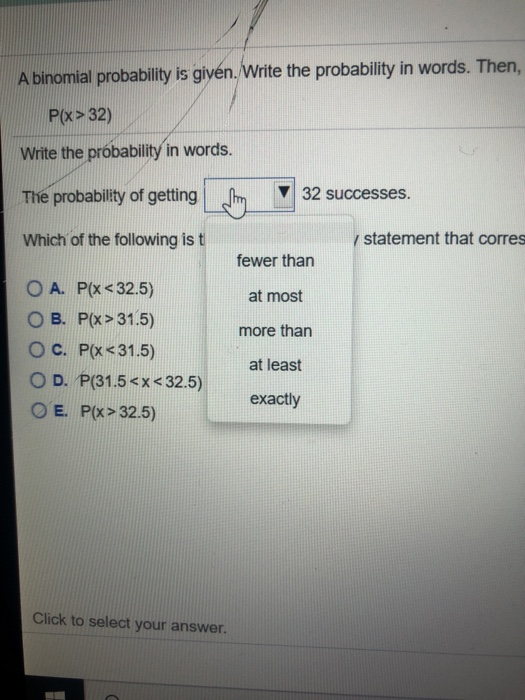 Solved A binomial probability is given Write the probability | Chegg.com