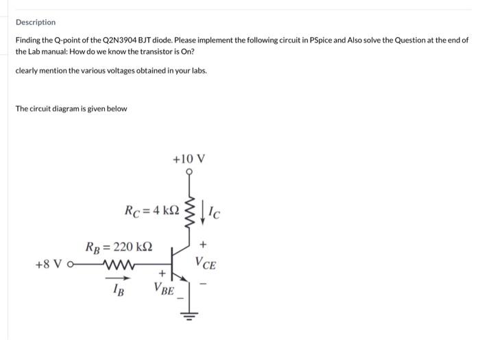 Solved Finding the Q-point of the Q2N3904 BJT diode. Please | Chegg.com