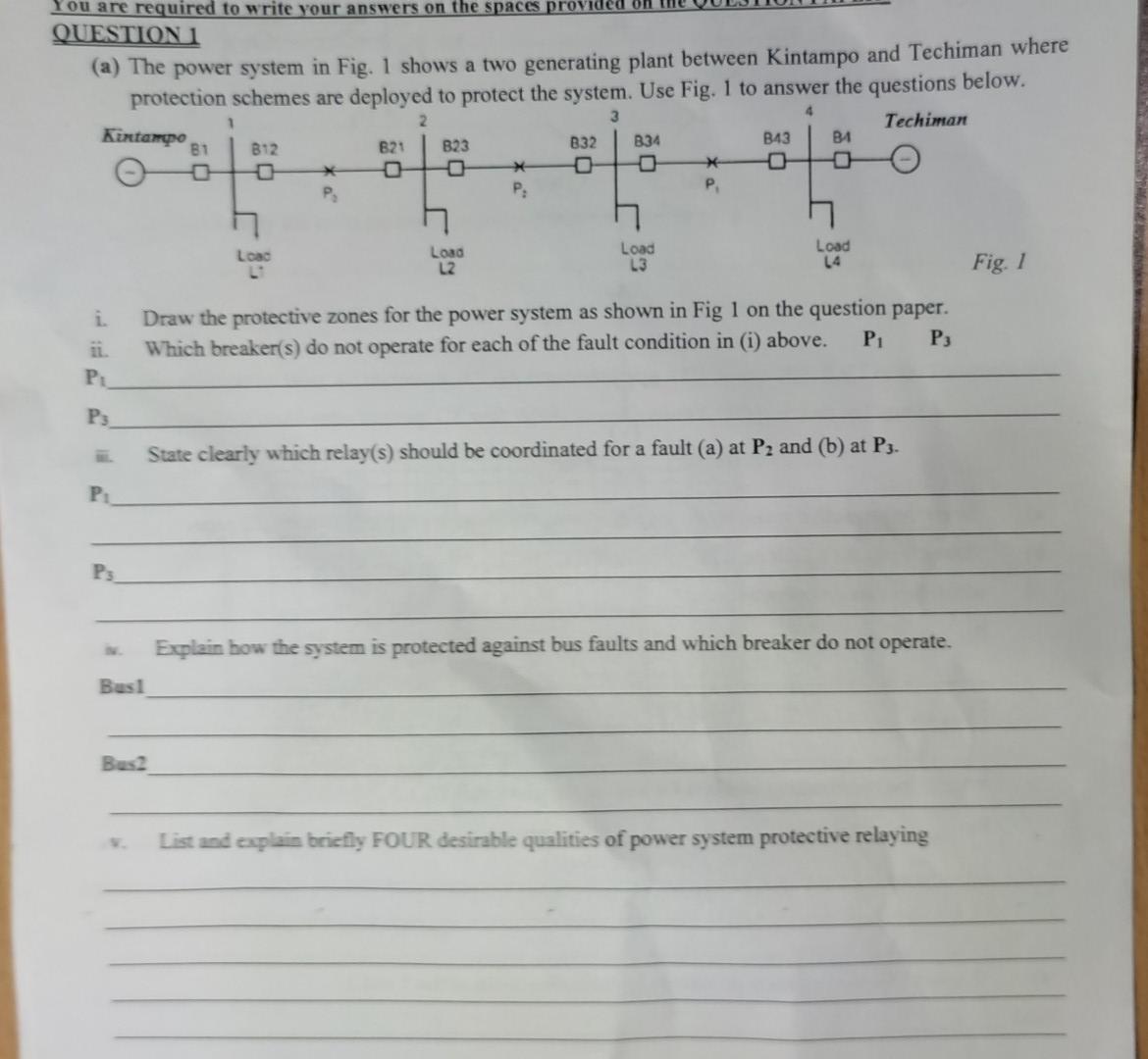 Solved UESTION 1 (a) The Power System In Fig. 1 Shows A Two | Chegg.com