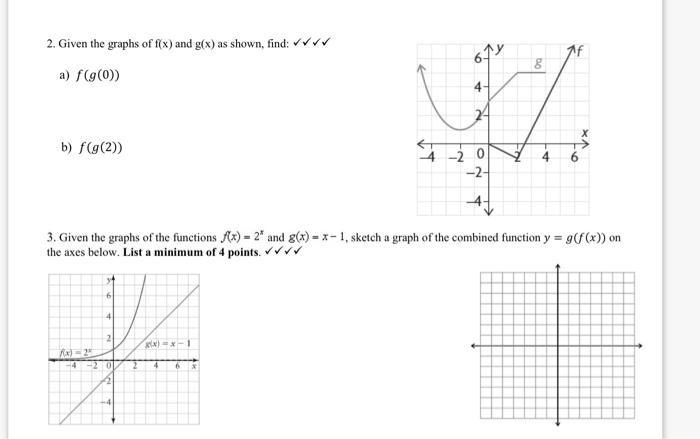 Solved 2 Given The Graphs Of F X And G X As Shown Find
