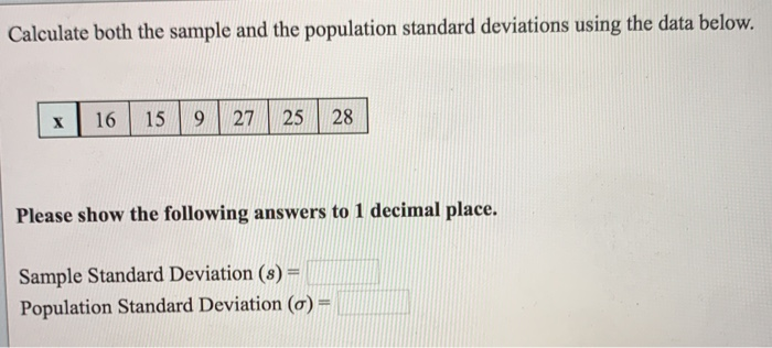 Solved Calculate both the sample and the population standard | Chegg.com