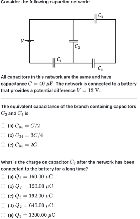 Solved Consider the following capacitor network:All | Chegg.com