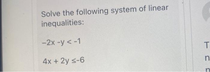 Solved Solve the following system of linear inequalities: | Chegg.com