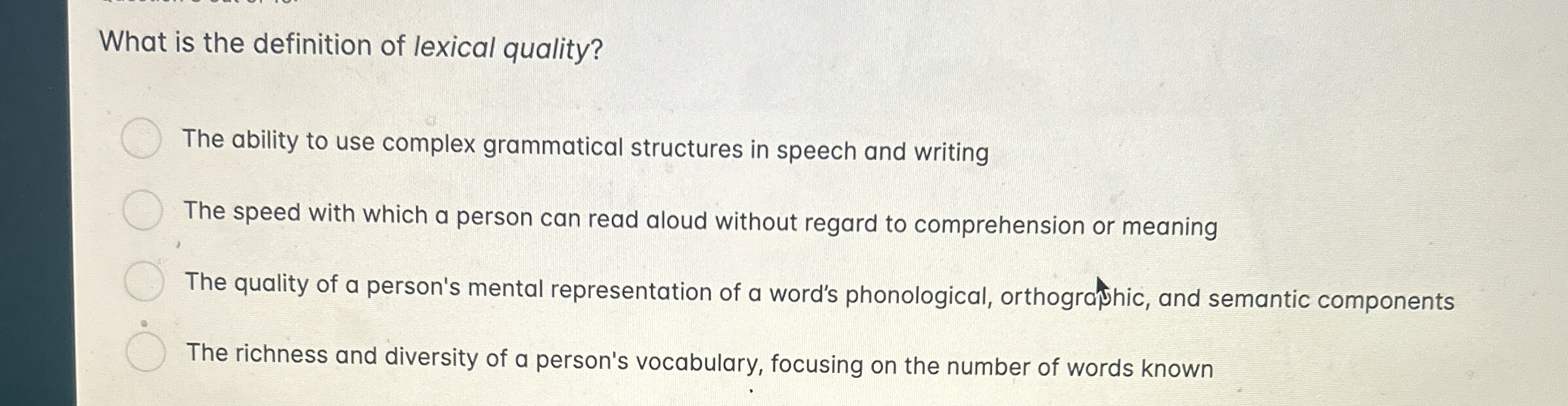 Solved What is the definition of lexical quality?The ability