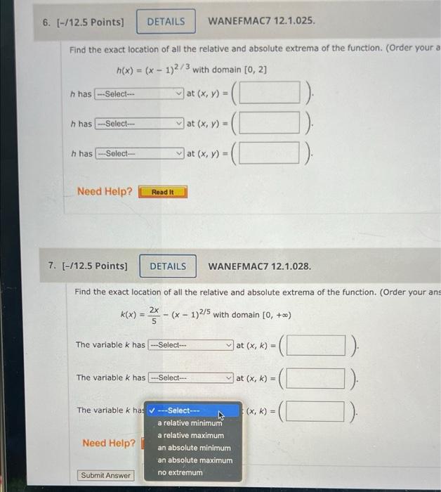 Solved please answer both #6 and #7! the answers go from | Chegg.com