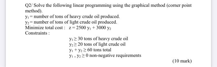 Solved Q2/Solve the following linear programming using the | Chegg.com