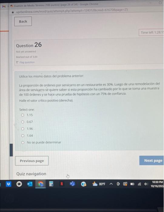 Utilice los mismo datos del problema anterior: La proporción de ordenes por servicarro en un restaurante es \( 30 \% \). Lueg