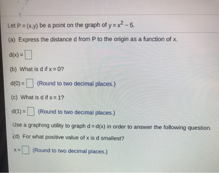 Solved Let P X Y Be A Point On The Graph Of Y X2 5