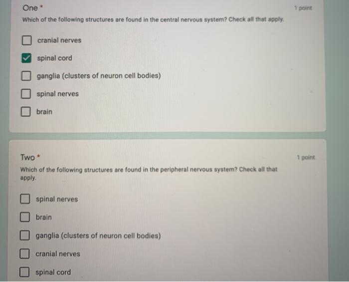 Solved One 1 Point Which Of The Following Structures Are Chegg