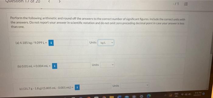 Solved estion 17 OT 20 -/1 E Perform the following | Chegg.com