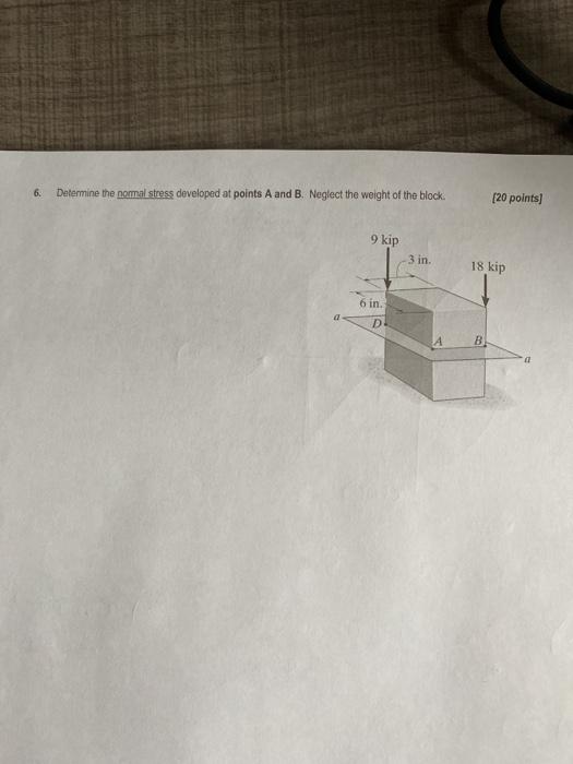 Solved 6. Determine the normal stress developed at points A | Chegg.com