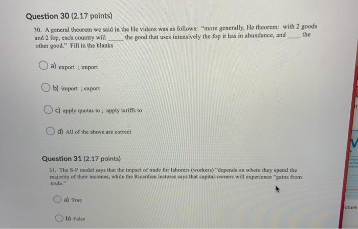 Solved Question 30 (2.17 points) 30. A general theorem we | Chegg.com